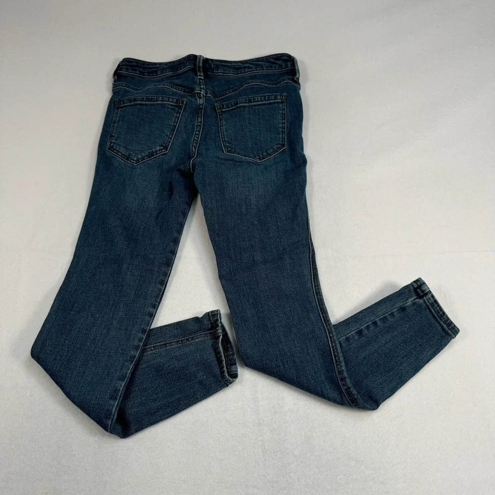 Free People Button Fly Skinny Jeans Womens Size 25 Medium Blue Mid Rise